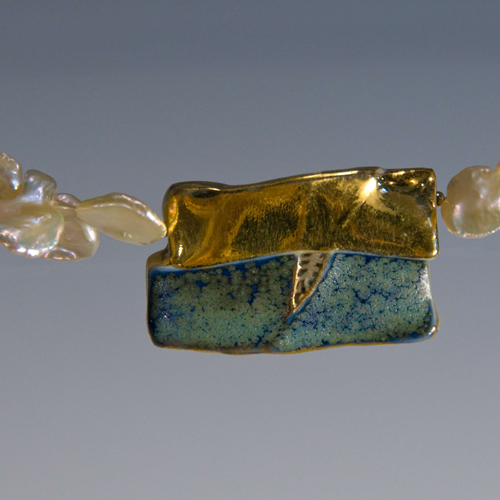 Porcelain Necklace with Fresh Water Pearls, side a