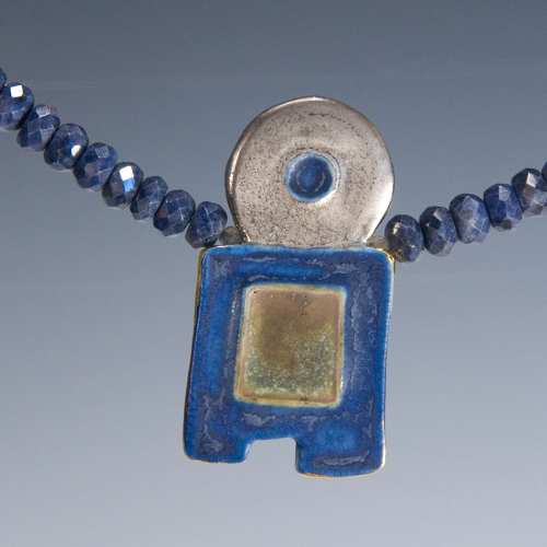 Porcelain Necklace with sapphire side a